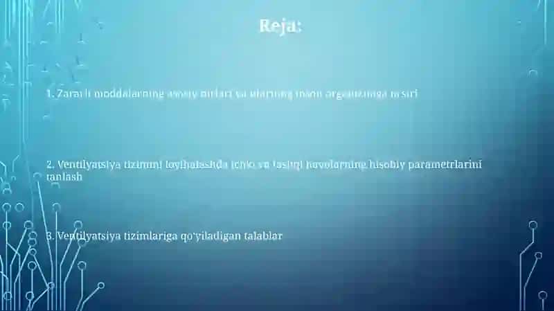 Ventilatsiya tizimlariga qo‘yiladigan talablar 2
