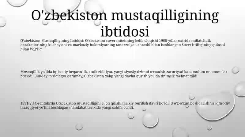 Mustaqil OʻZbekiston Respublikasining Tashkil Topishi Va Uning Tarixiy Ahamiyati 2