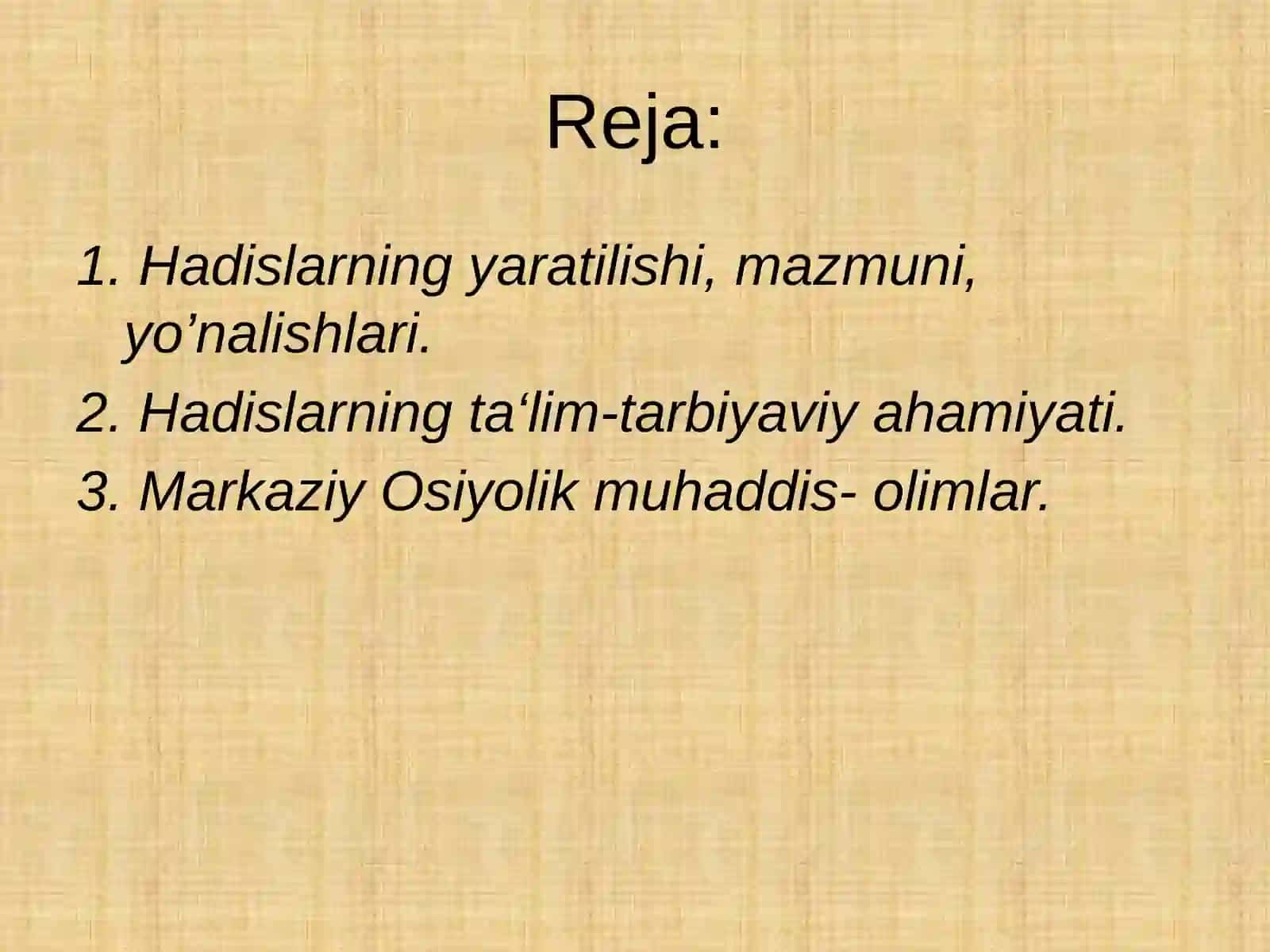 Hadis ilmining mazmuni 2