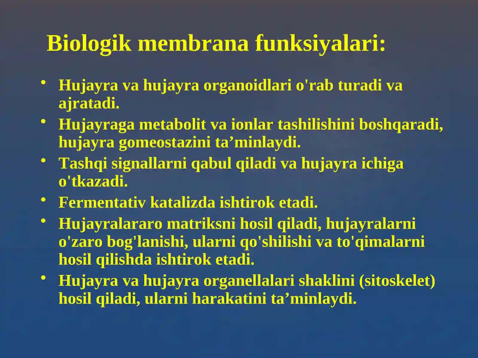 Hujаyrа mеmbrаnаlаrining tuzilishi va vazifalari 2