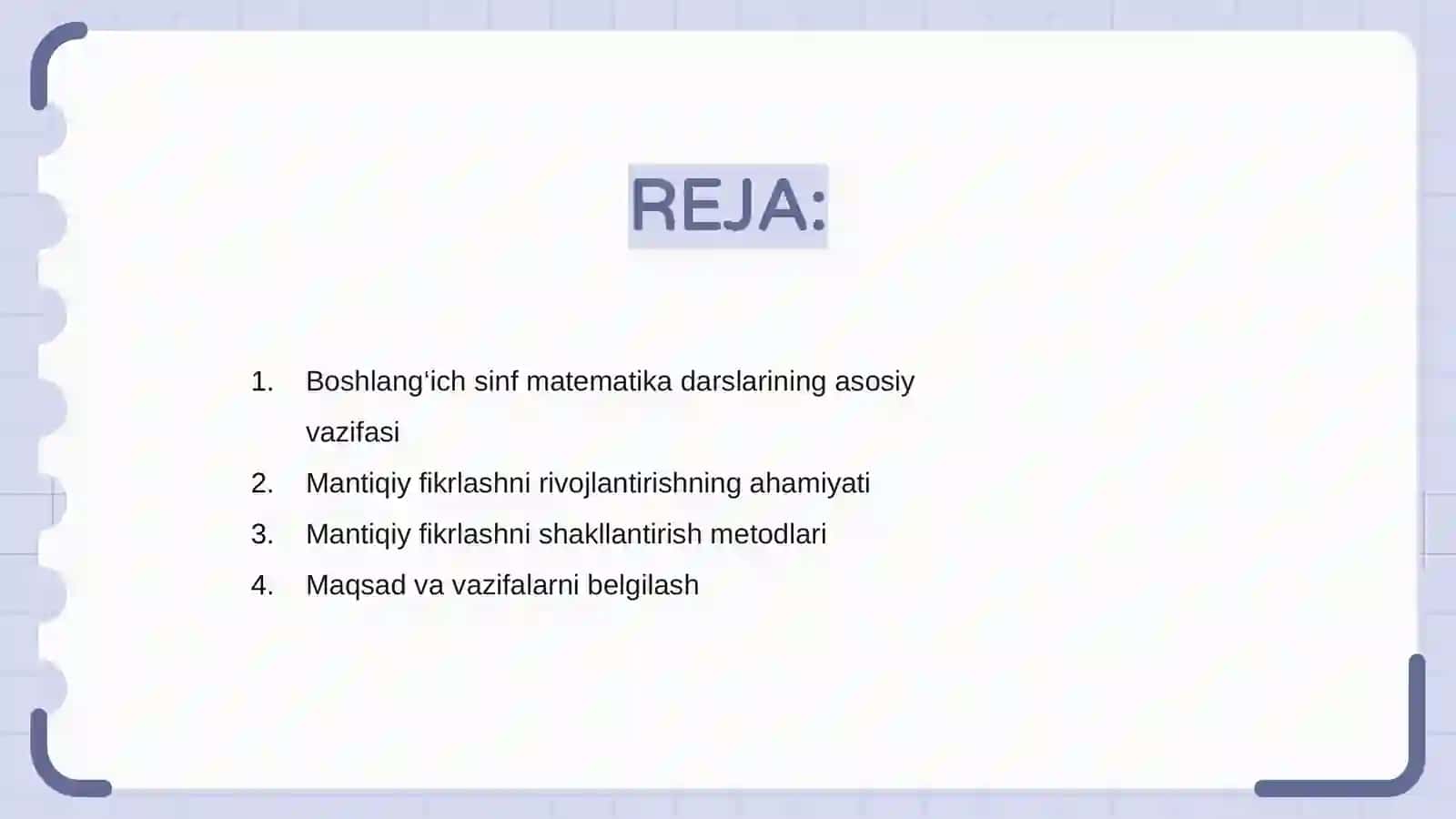 Boshlang‘ich sinf matematika darslarida mantiqiy fikrlashni rivojlantirish fanining maqsad va vazifalari 2