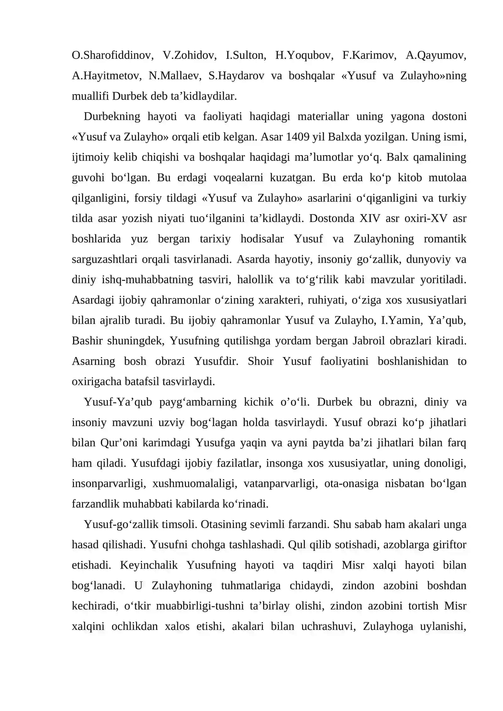 Durbеk va uning «yusuf va zulayxo» dostoni 2