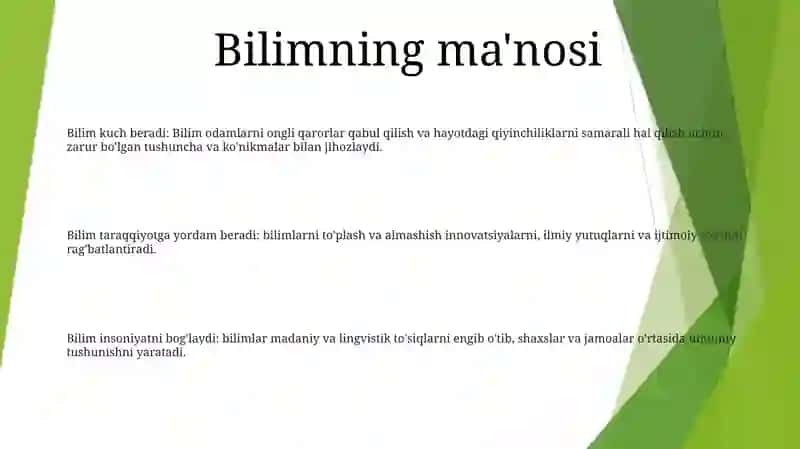 Bilim - Inson MaʼNaviy Kamoloti Omili 2
