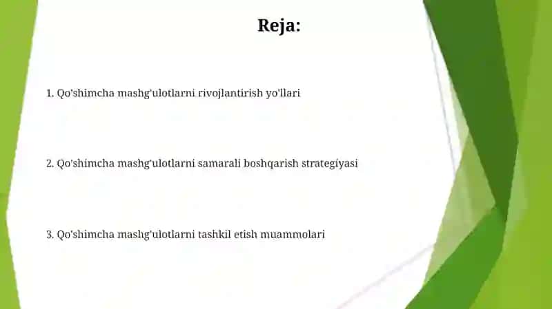 Qo'shimcha mashg'ulotlarni tashkil etish muammolari 2