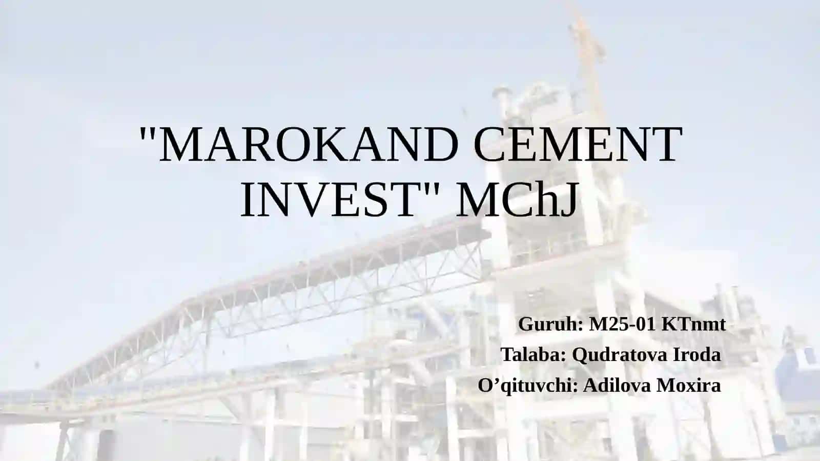 MAROKAND CEMENT INVEST"MChJ 2