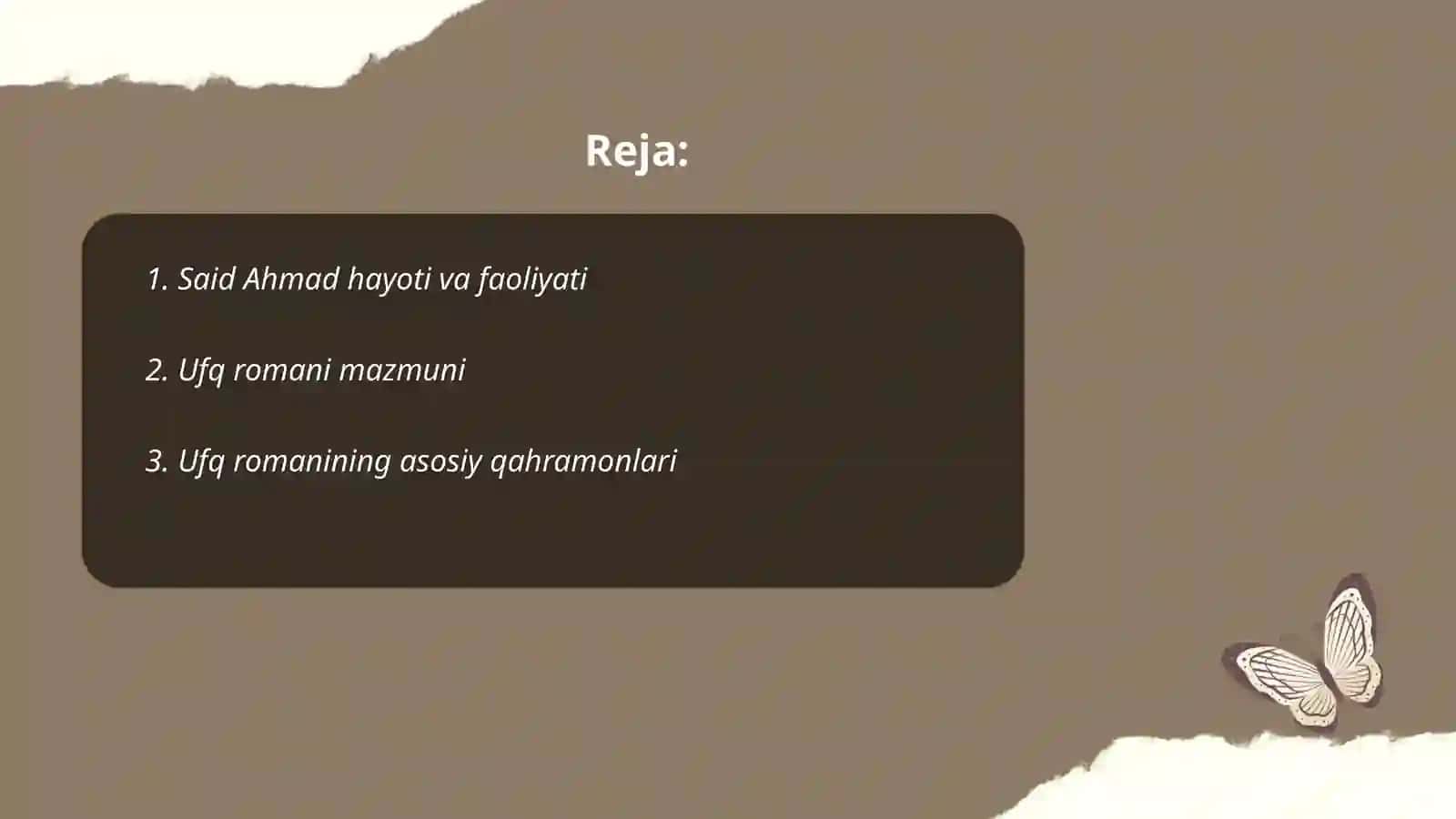 Said Ahmad Ufq romani haqida 2