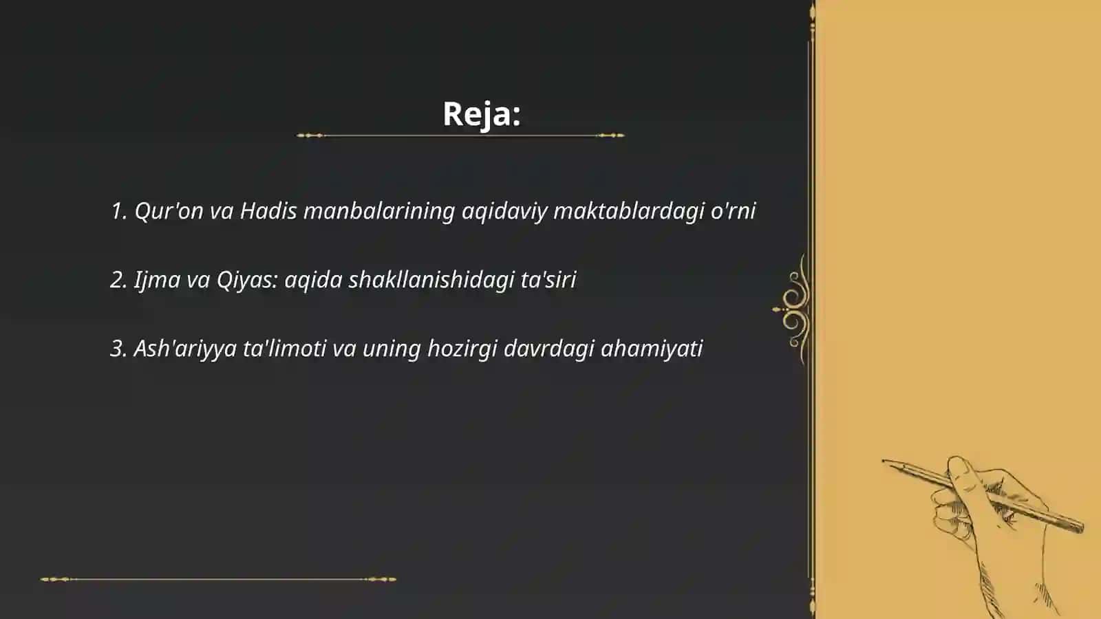 Islom dini manbalari aqidaviy maktablari va ularning hozirgi davrdagi ahamiyati 2