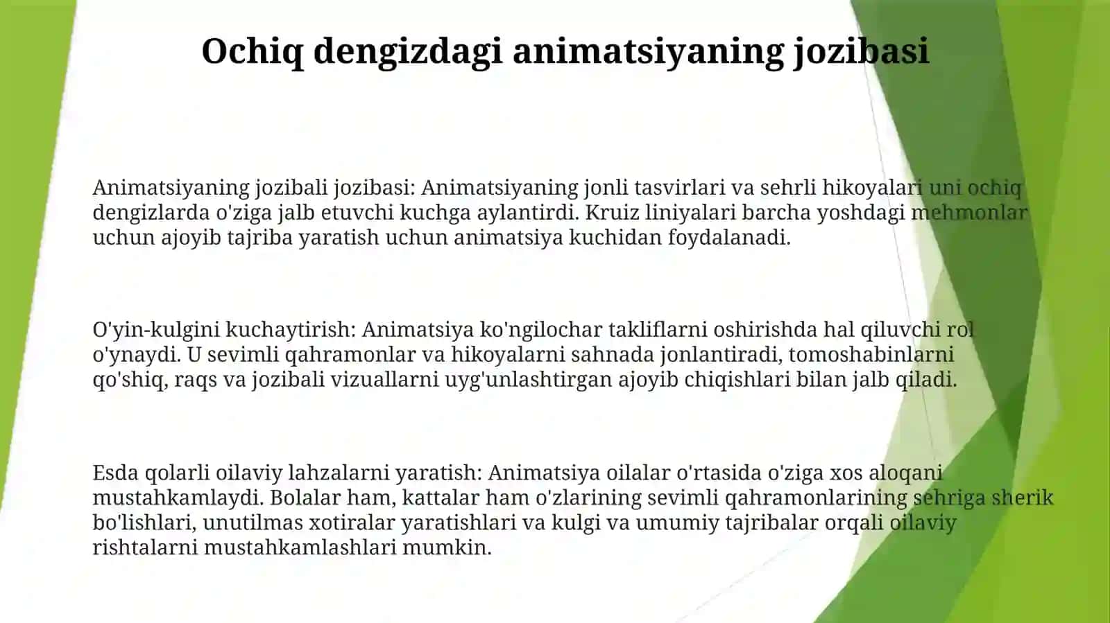 Kanada Kruiz Turizimda Animatsiyaning OʻRni 2