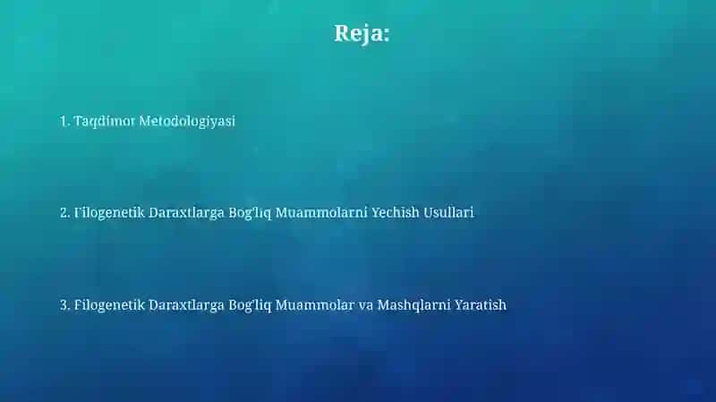 Filogenetik daraxtga oid masala va mashqlar tuzish hamda yechish metodikasi 2