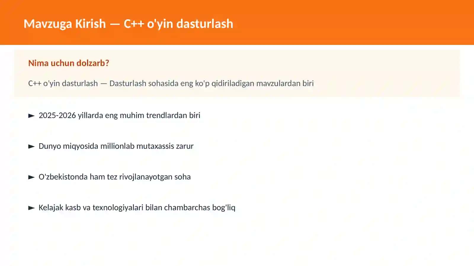 C++ o'yin dasturlash 2