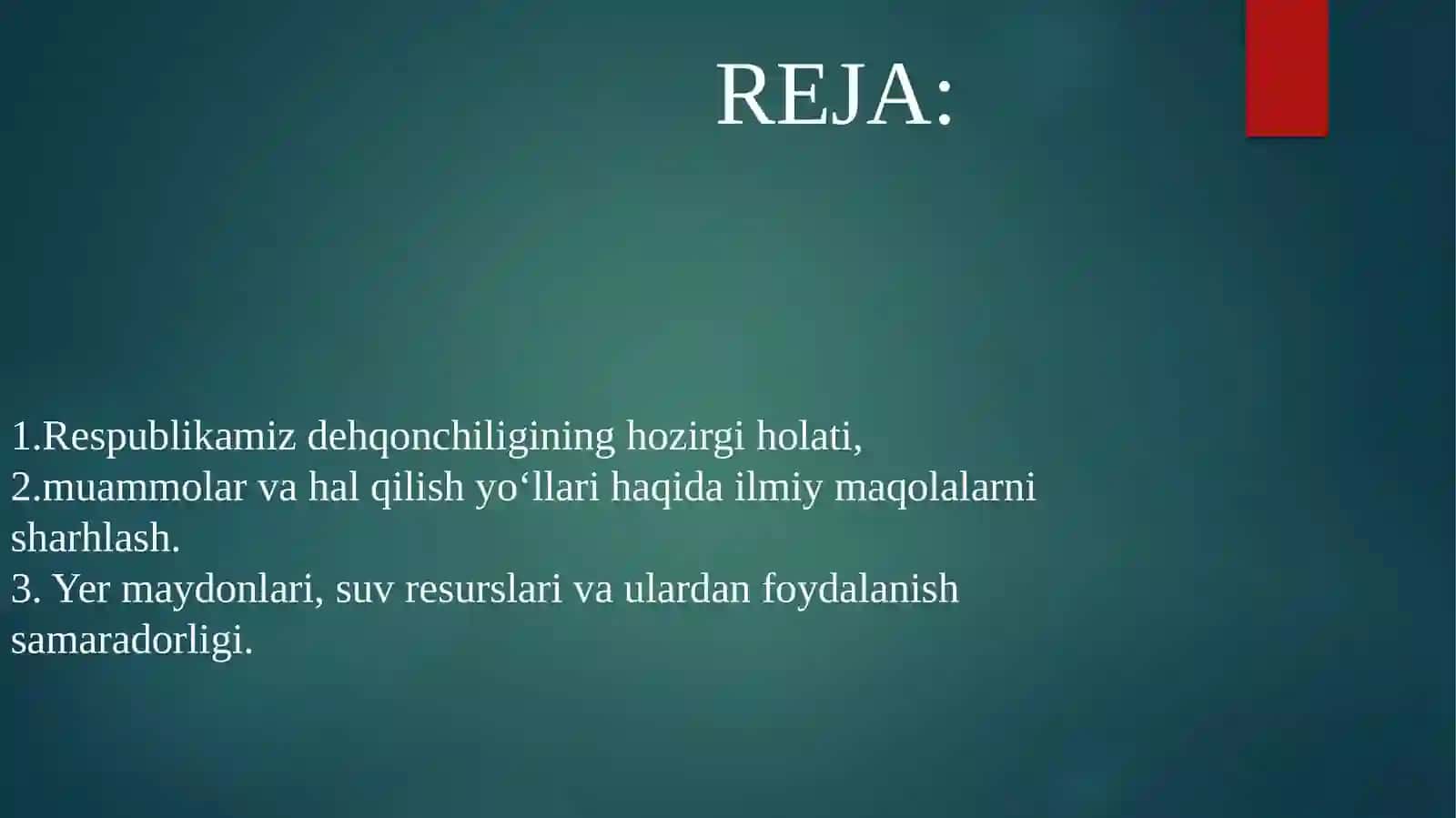 Dehqonchilik va Melioratsiya fanidan tayyorlangan mustaqil ish 2