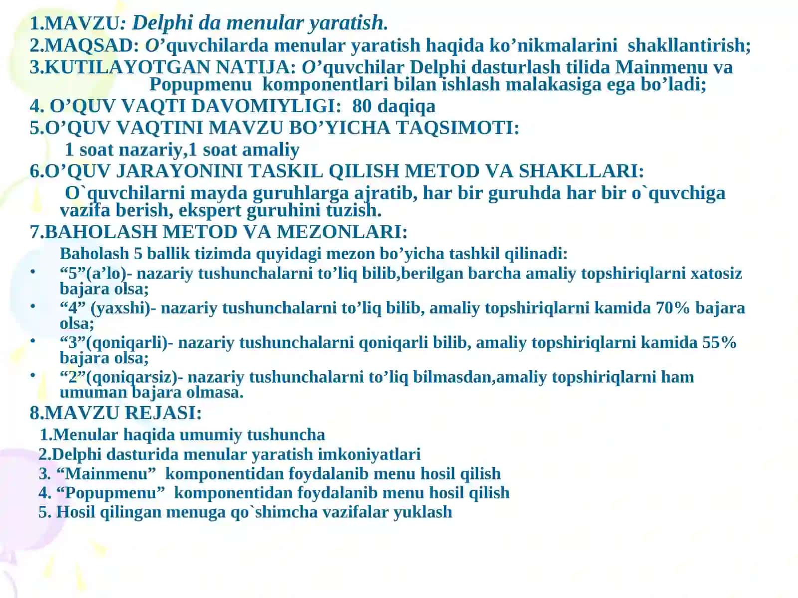 Delphida menular yaratish 2