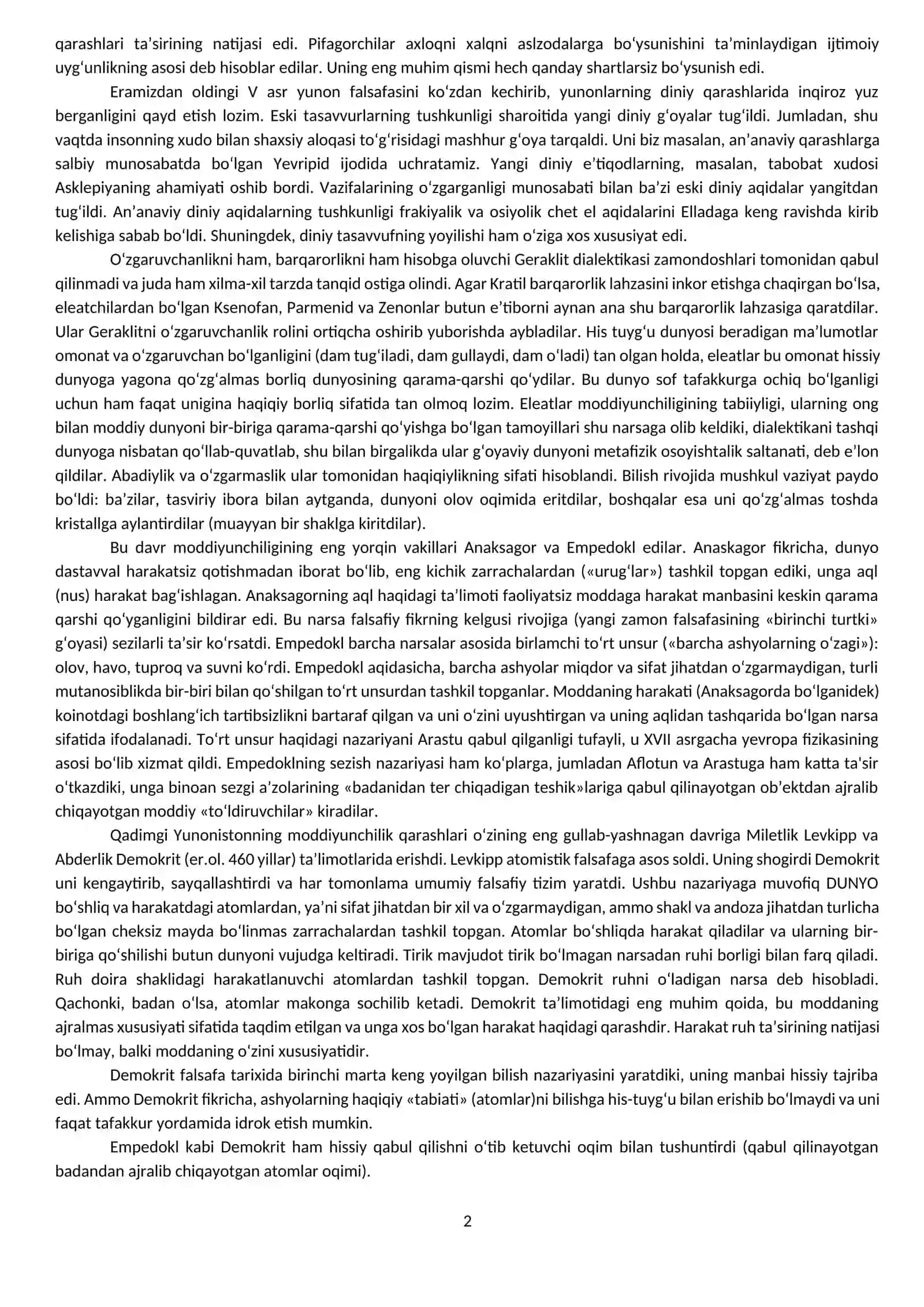 Qadimgi Yunoniston va Qadimgi Rim falsafasi 2
