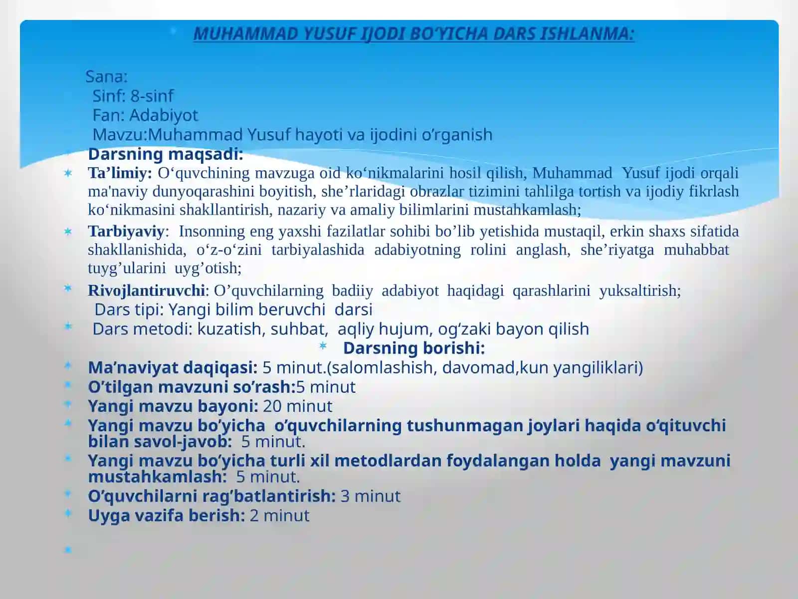 ADABIYOT O’QITISH METODIKASI 2