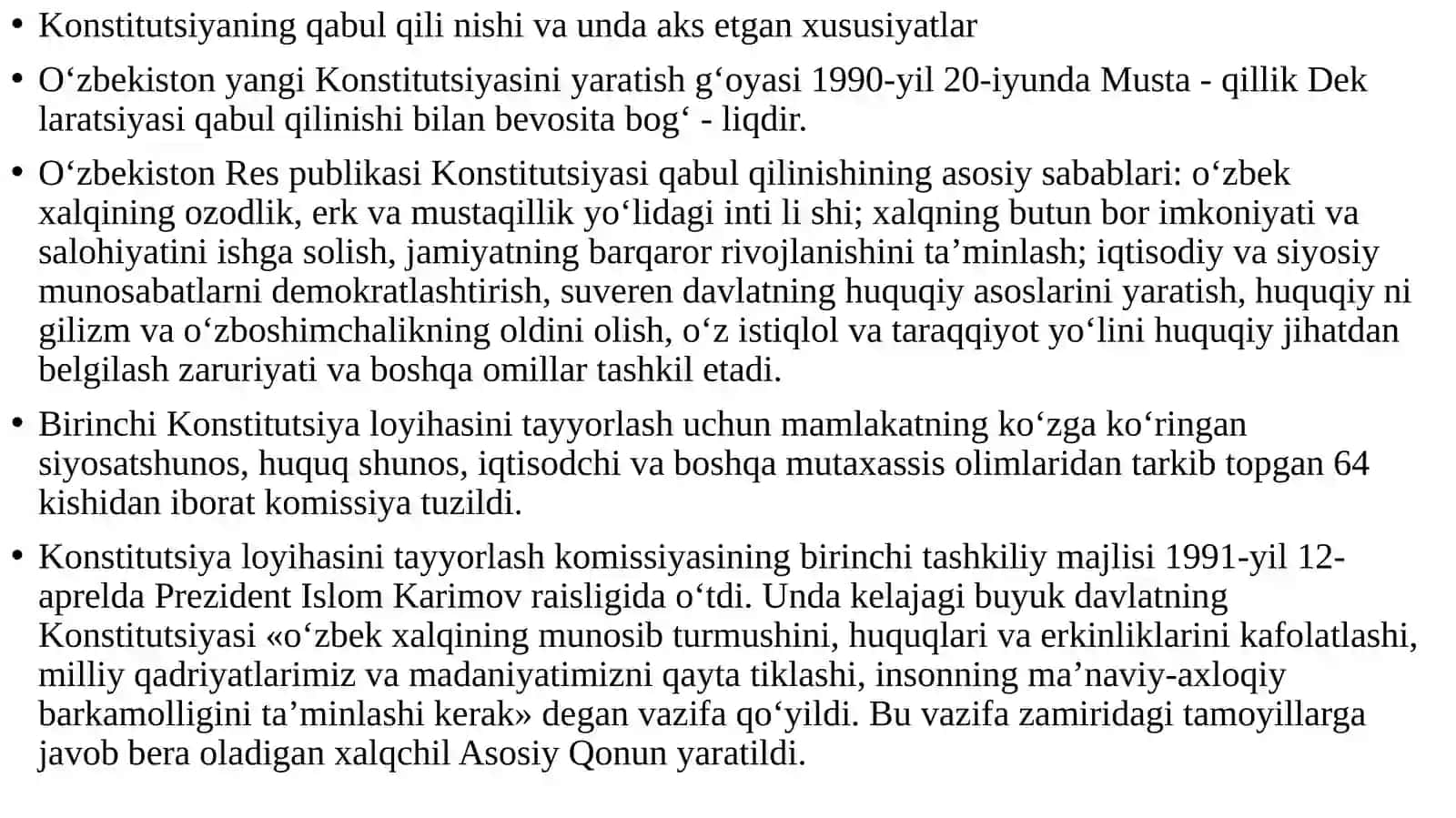 Konstitutsiyaning qabul qilinishi va unda aks etgan xususiyatlar 2