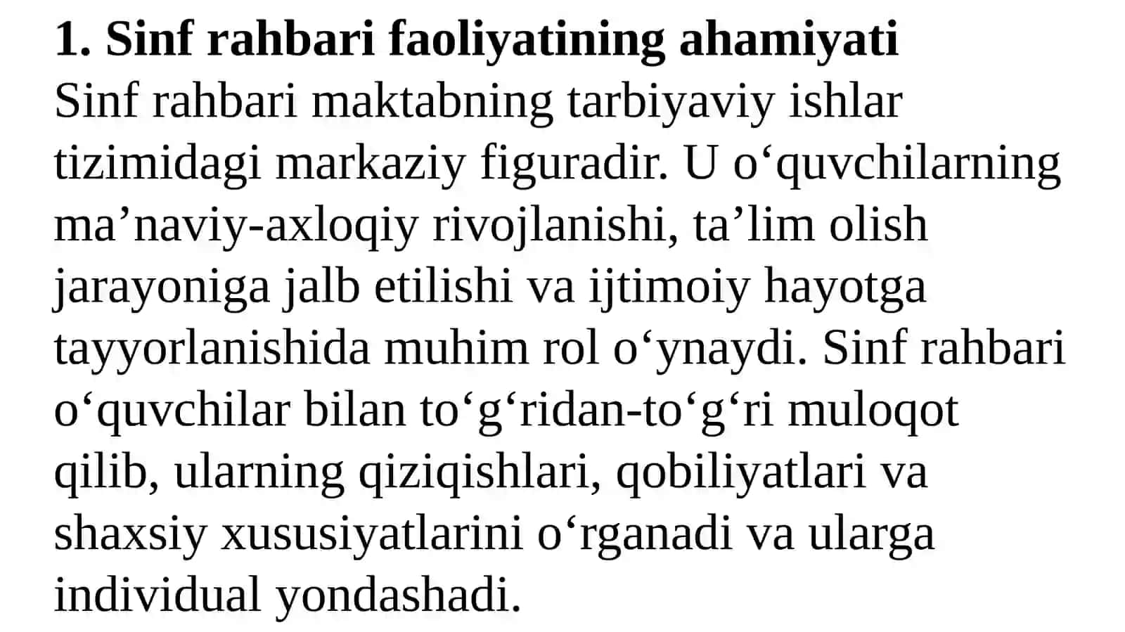 MAKTABDAGI TARBIYAVIY ISHLAR TIZIMIDA SINF RAHBARINING FAOLIYATI 2