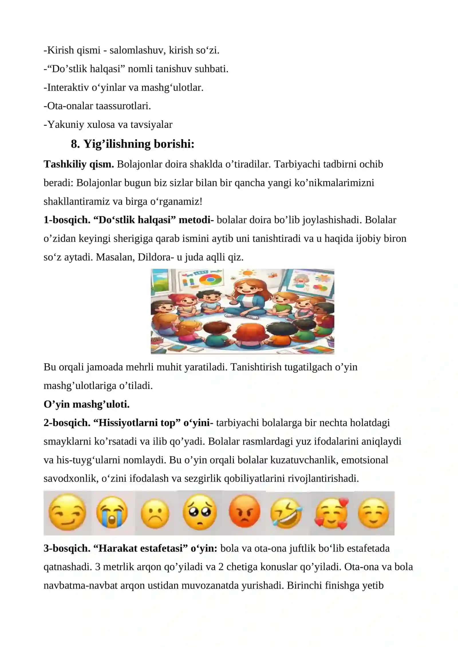 Maktabgacha yoshdagi bolalarning rivojlanish ko‘rsatkichlari mashgulot ishlanma 2