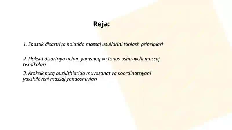 Nutqning buzilish xususiyatiga qarab massaj usullarini tanlash Barno Husniddinova 2
