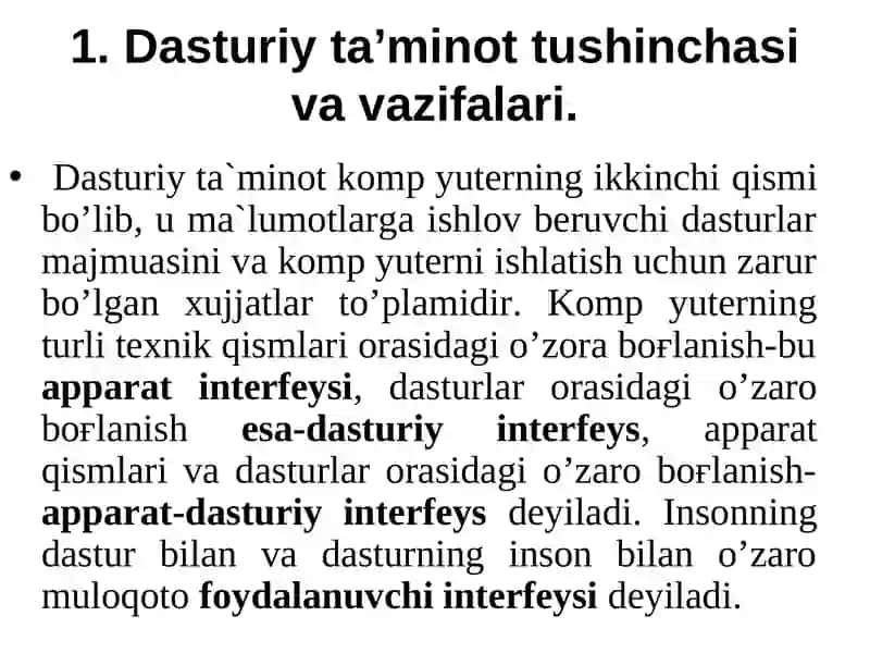 Dasturiy ta’minot va uning rivojlanib borish tendentsiyalari 2