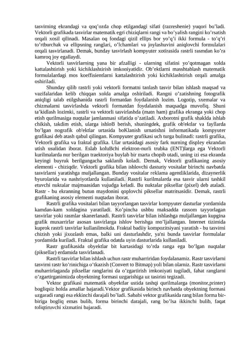 Kompyuter grafikasi va ularning turlari 2