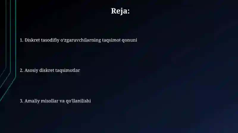 Diskret tasodifiy miqdorning taqsimot qonuni 2
