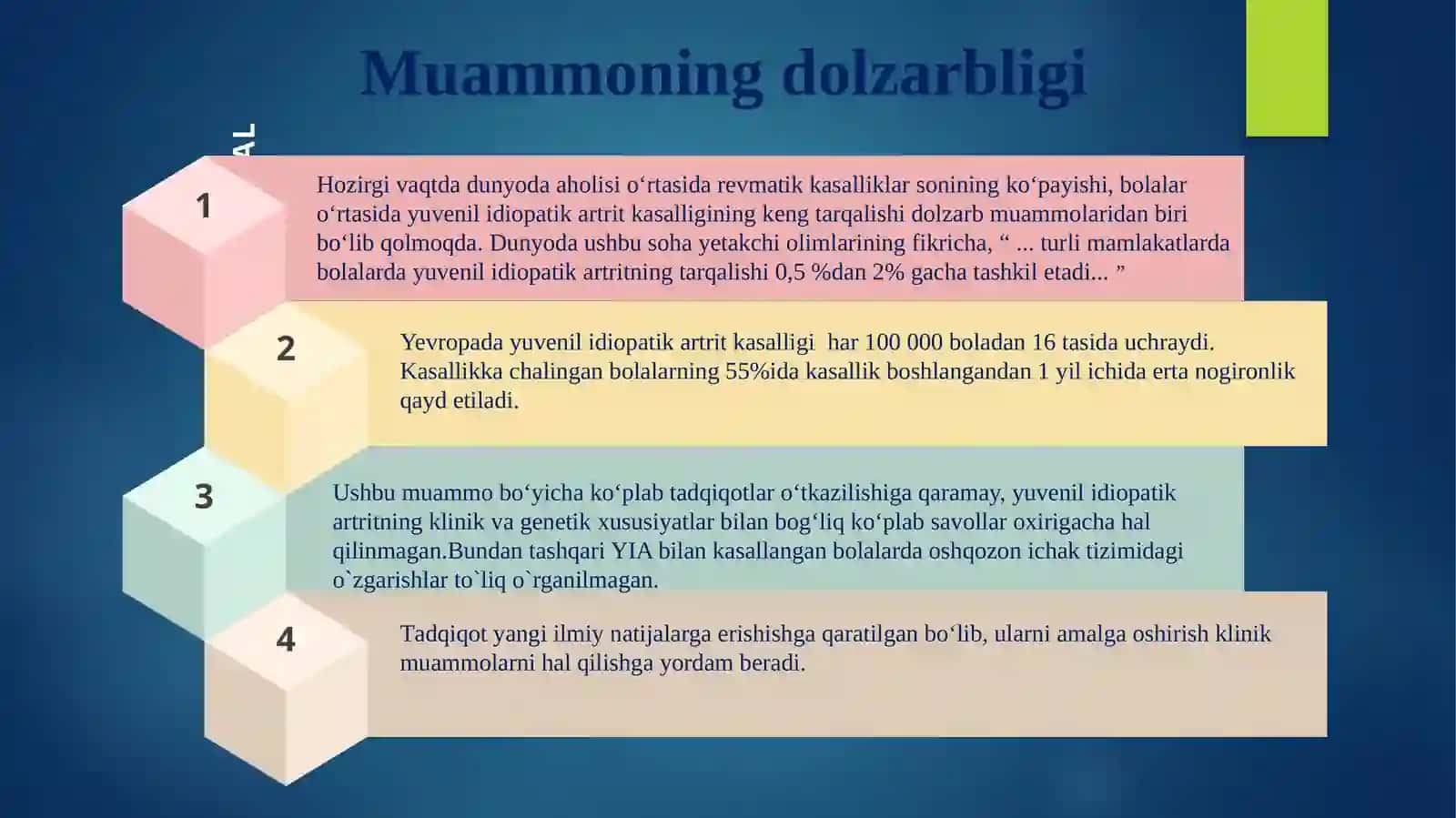 YUVENIL IDIOPATIK ARTRIT BILAN KASALLANGAN BOLALARDA OSHQOZON ICHAK TIZIMI BUZILISHLARINING KLINIK-GENETIK JIHATLARI 2