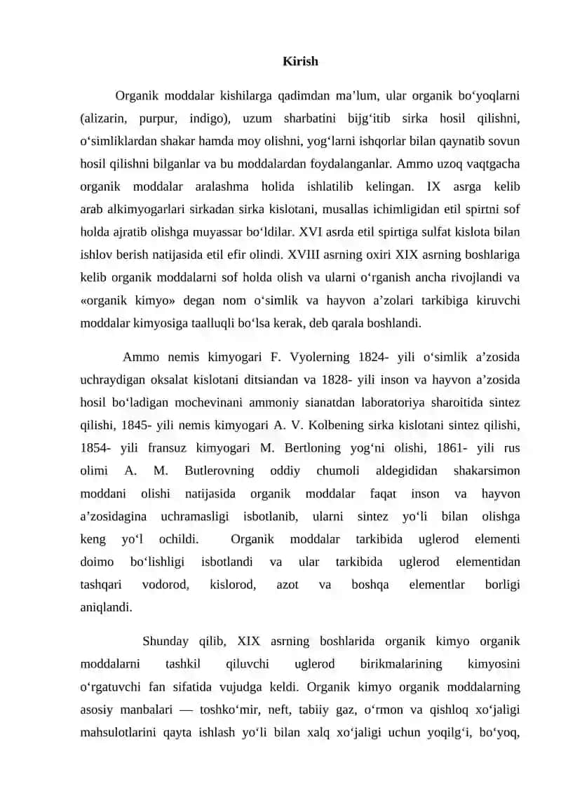 Organik moddalar tarixi 2