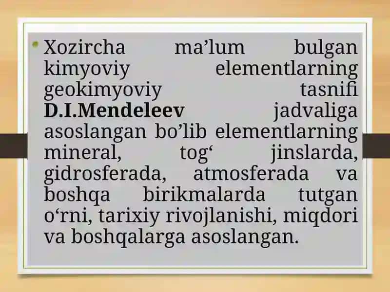 Kimyoviy elementlarning geokimyoviy tasniflari 2