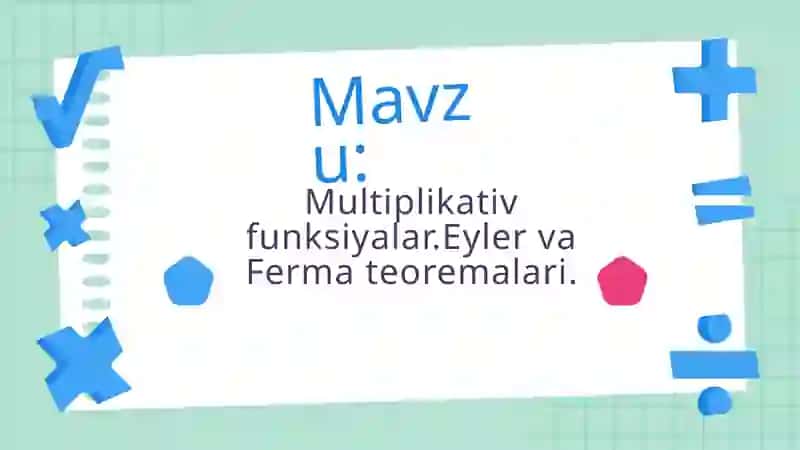 Algebra va sonlar nazariyasi 2