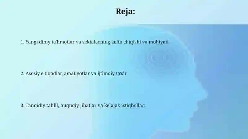 Yangi diniy ta'limotlar va sektalarning kelib chiqishi va mohiyati 2