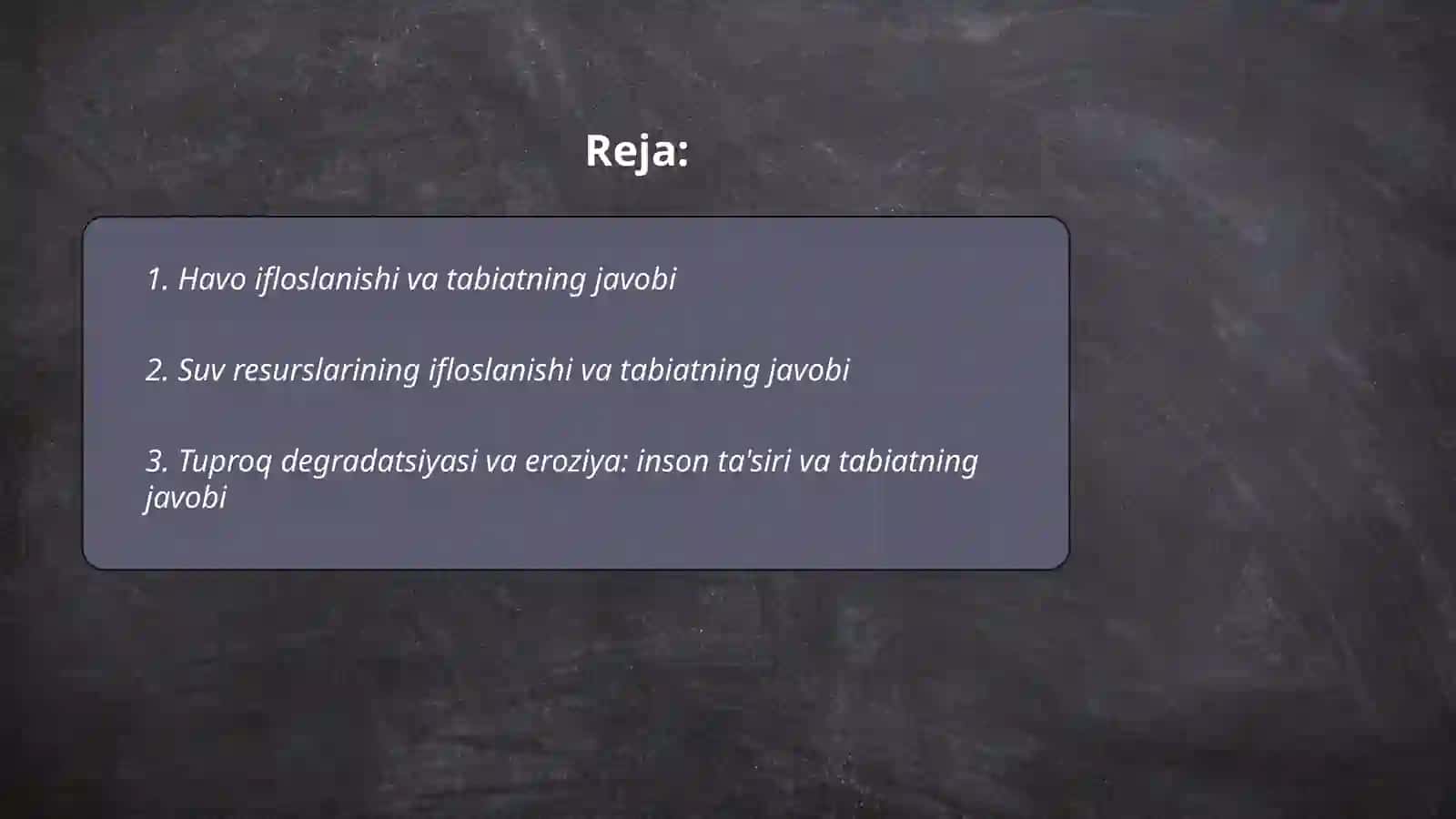 Inson faoliyatining tabiatga tasiri va tabiatning javobi 2