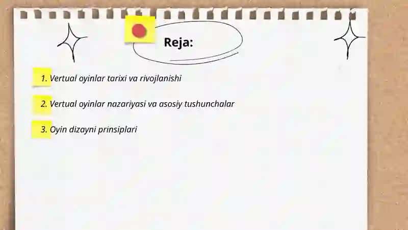 Vertual oyinlar asoslari 2
