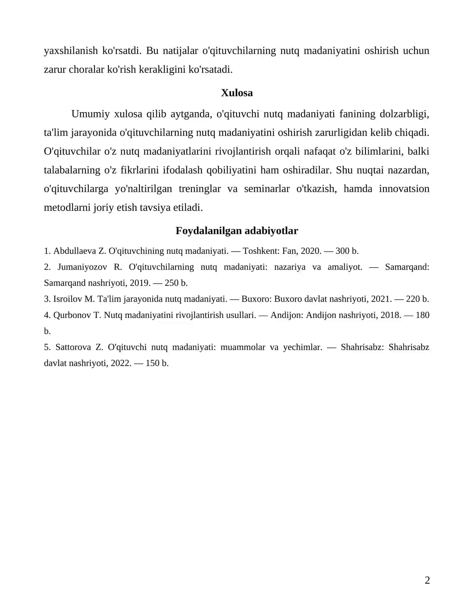 Oʻqituvchi nutq madaniyati fanining maqsad va vazifalari 2