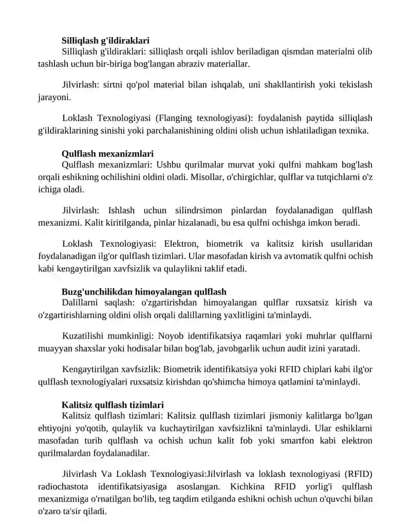 Jilvirlash Va Loklash Texnologiyasi 2