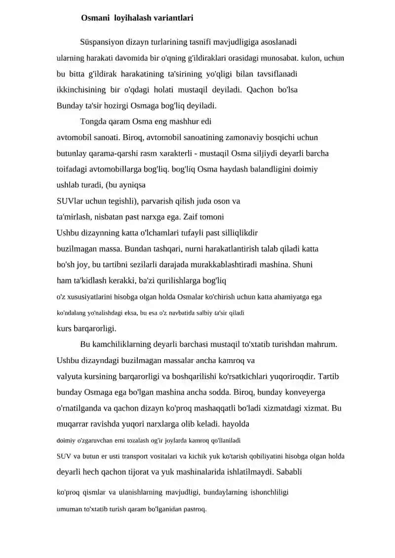 ZAMONAVIY AVTOMOBILLAR OSMASI 2
