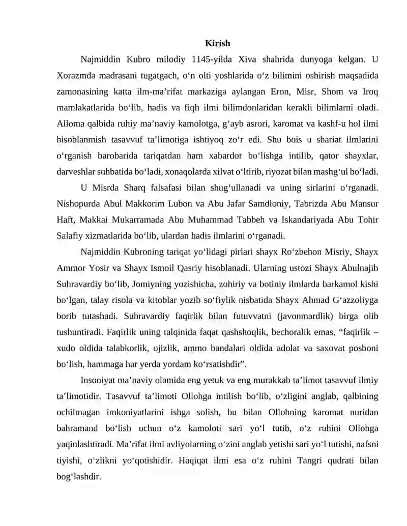 Kubrovlik Tariqati va uning Asoslari 2
