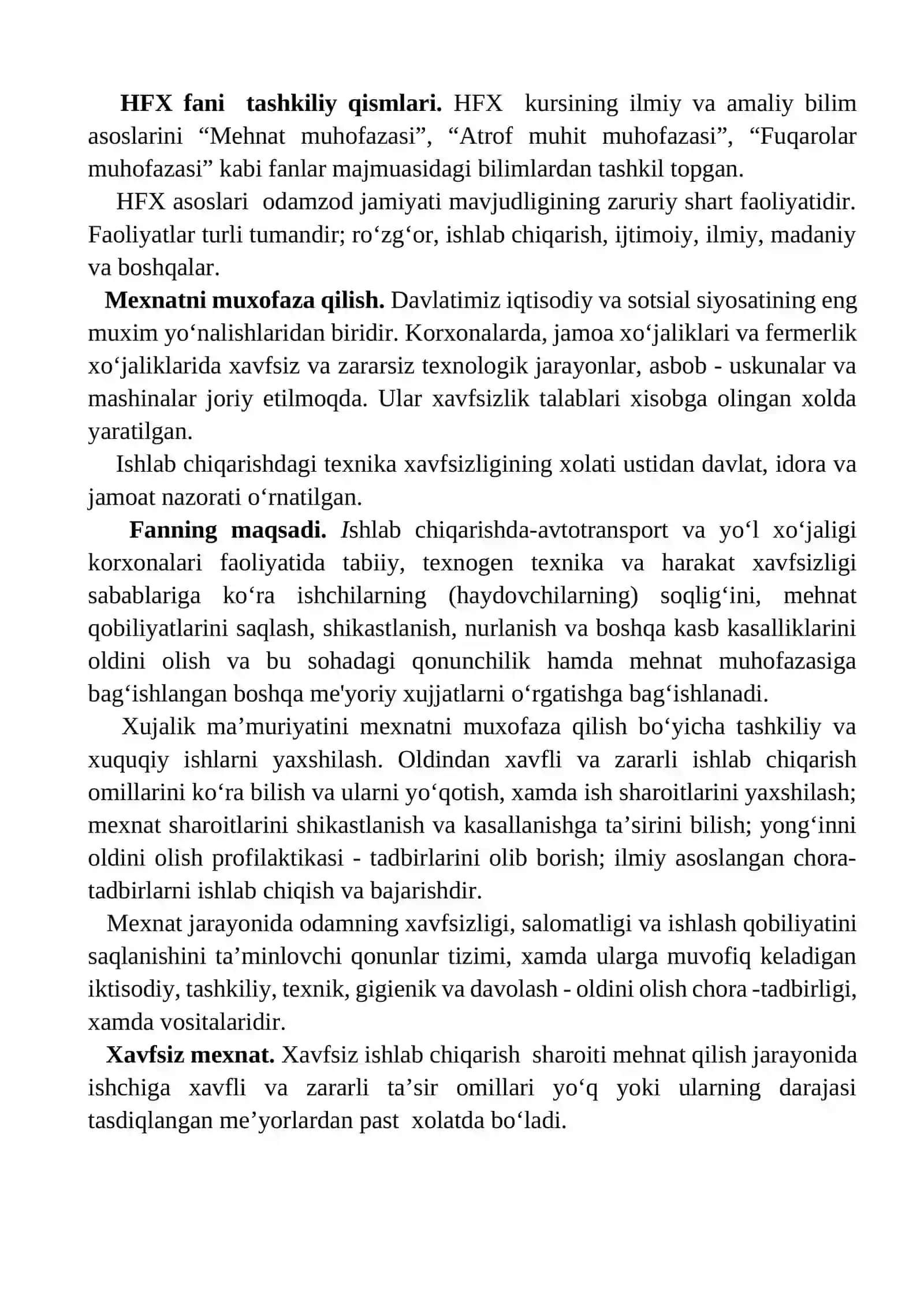 Hayot faoliyati xavfsizligini ta’minlash asoslari 2