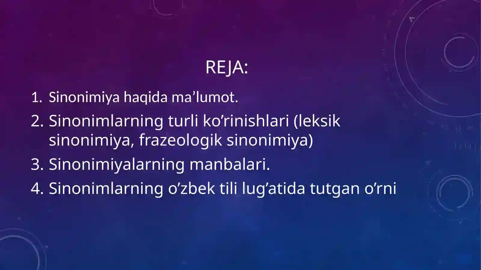 Leksik sinonimiya bo’yicha mashqlar ustida ishlash 2