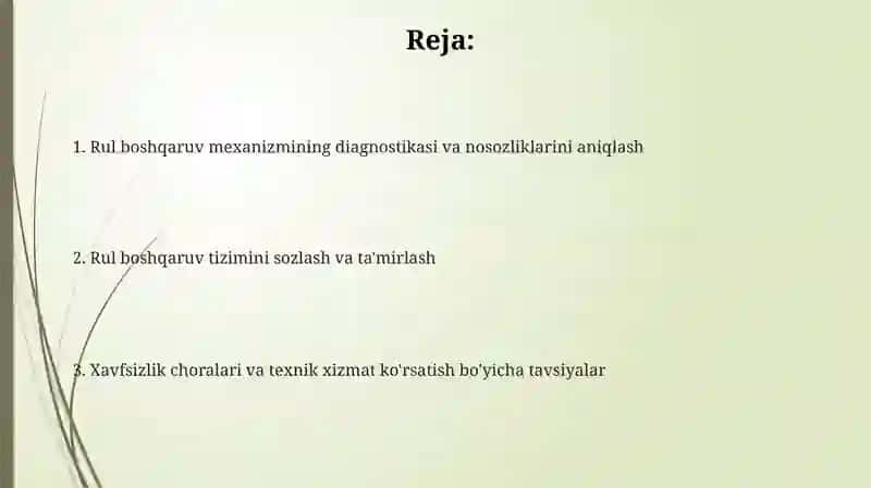 Avtomobilning rul mexanizmi diagnostikasi va uni rostlash 2