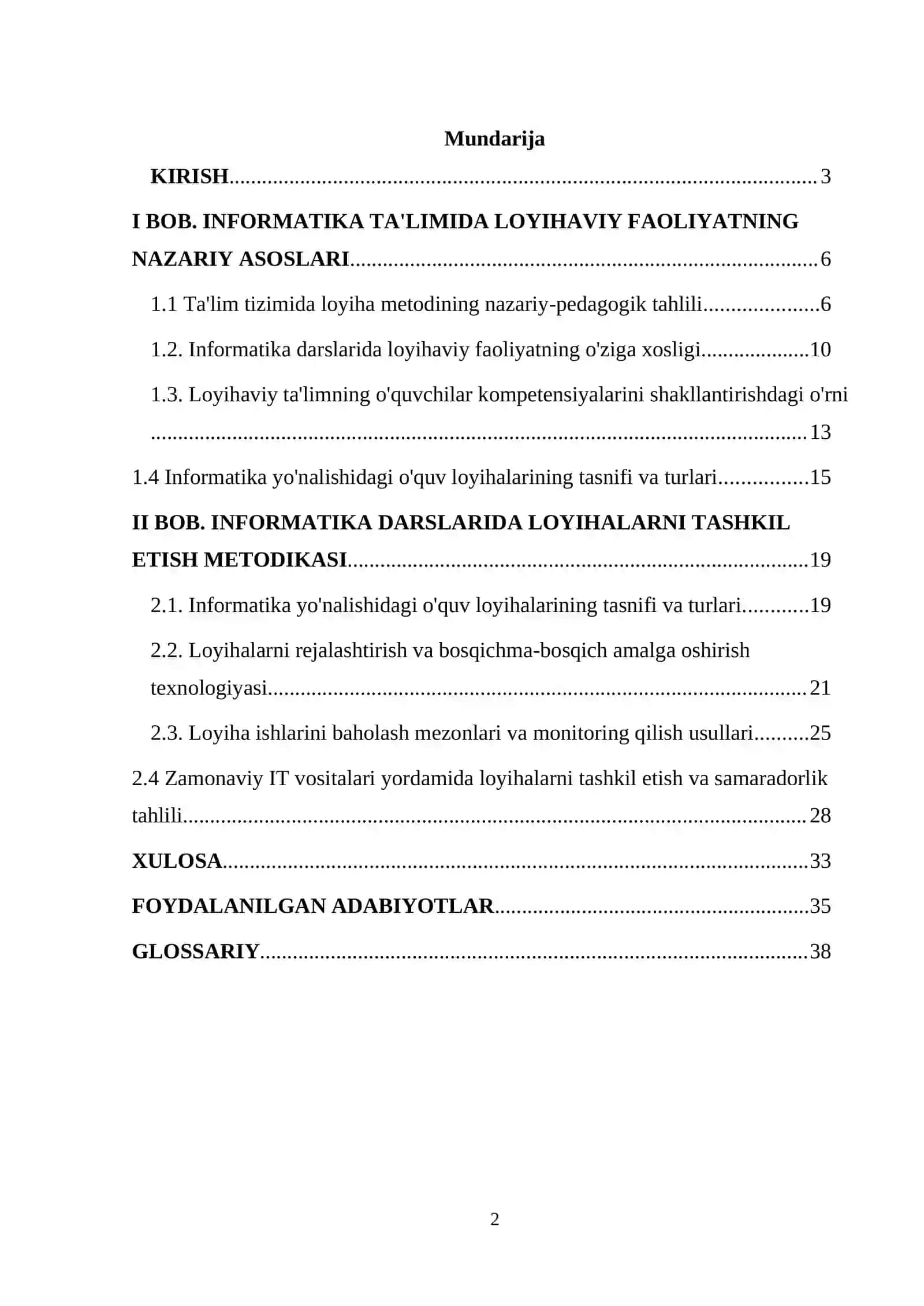 Informatika fanida loyihaviy faoliyatni tashkil qilish usullari 2
