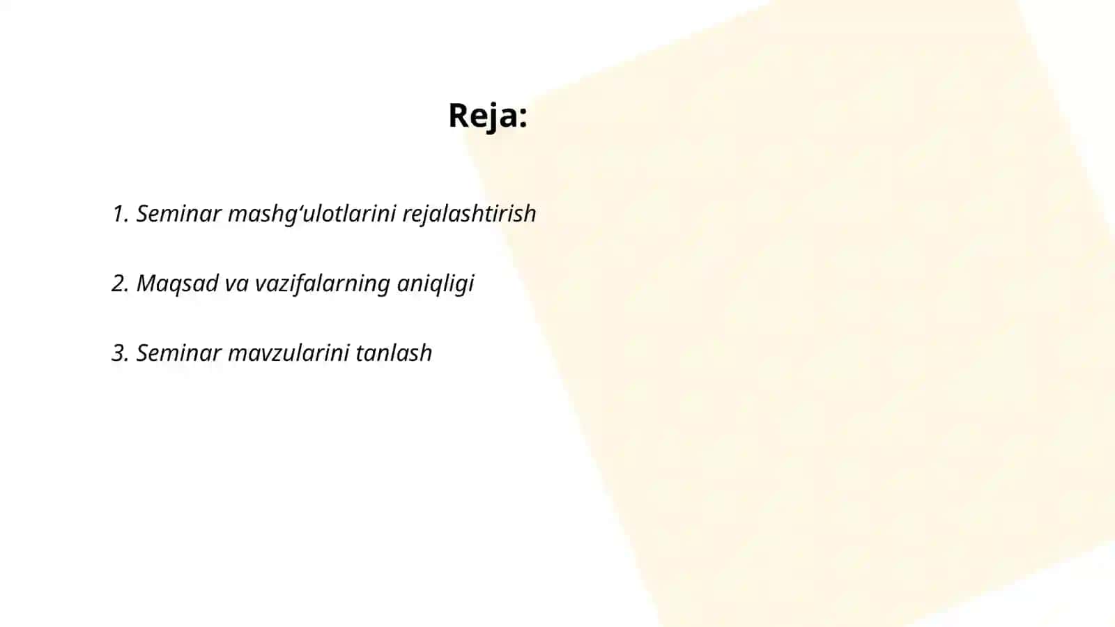 Seminar mashgʻulotlarini oʻtkazish metodikasi 2