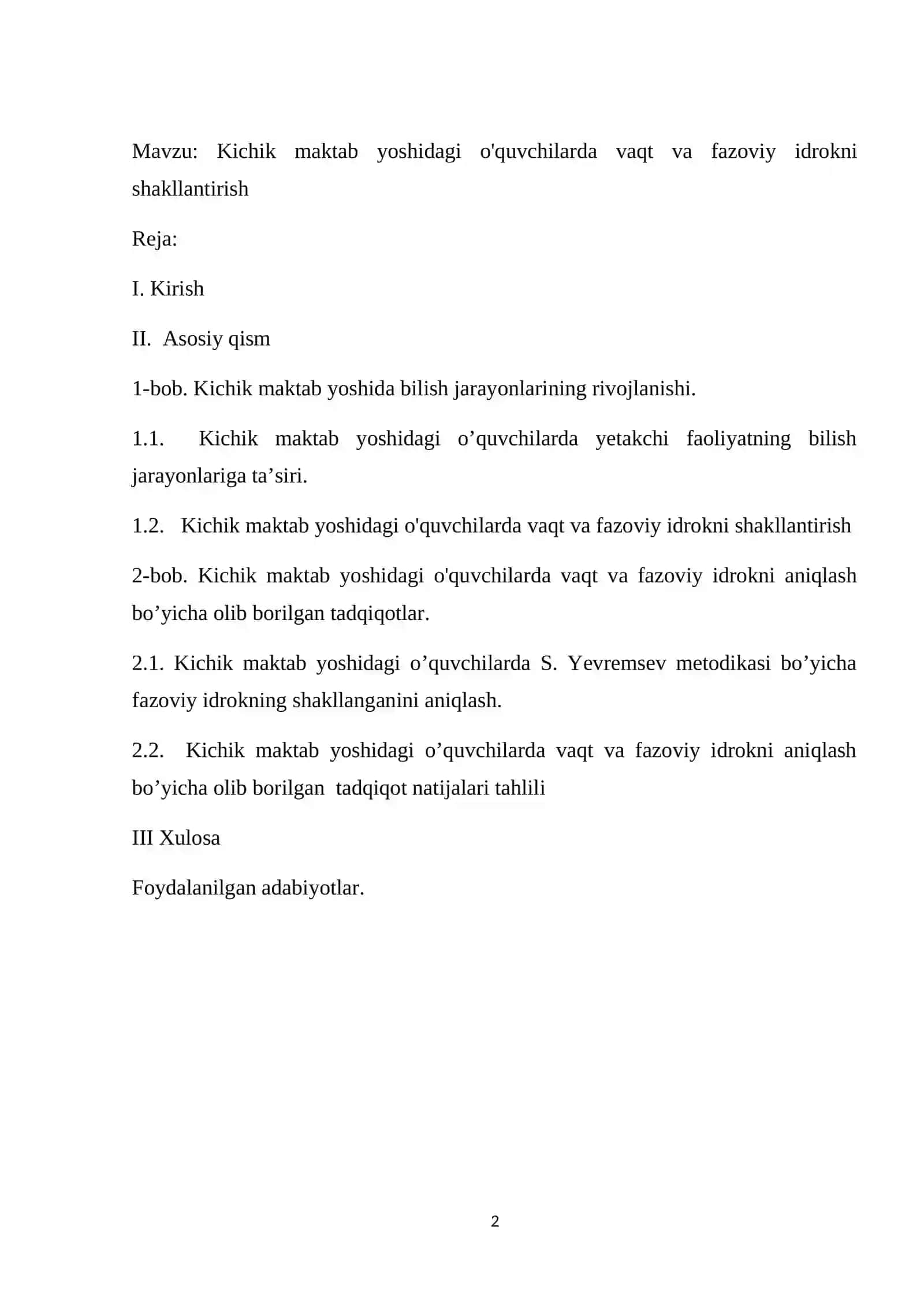 Kichik maktab yoshidagi o'quvchilarda vaqt va fazoviy idrokni shakllantirish 2