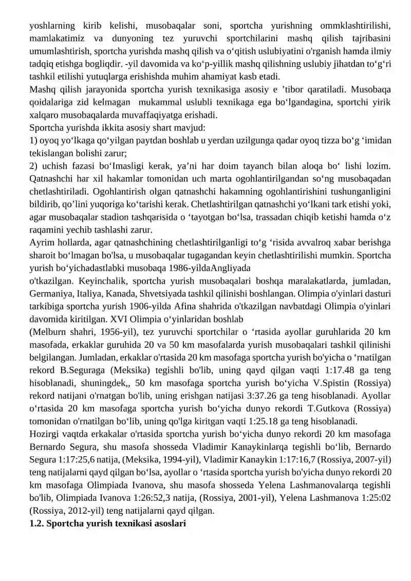 SPORTCHA YURISH TEXNIKA O’RGATISH USLUBIYATI 2