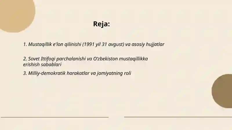 Mustaqil O'zbekiston Respublikasining tashkil topishi va uning tarixiy ahamiyati 2