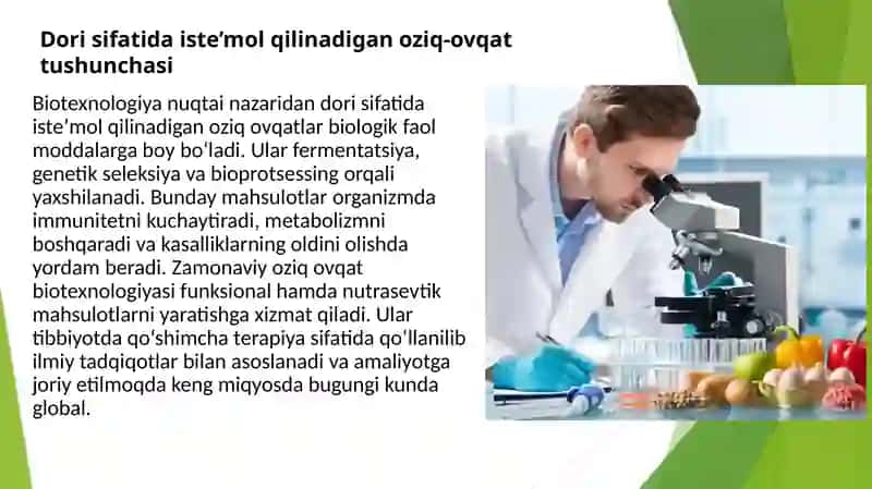 Dori sifatida istemol qilinadigan oziq ovqat maxsulotlari 2