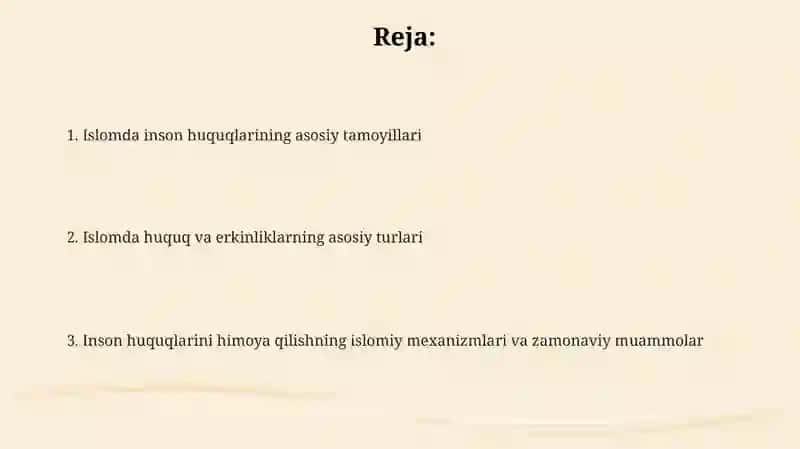 Islomda inson huquqlarining o‘ziga xos jihatlari 2