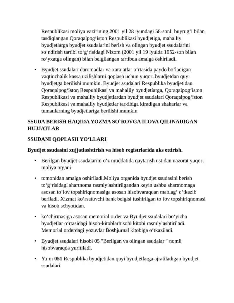 BYUDJETLARARO MUNOSABATLAR HAMDA QARZLAR HISOBI 2