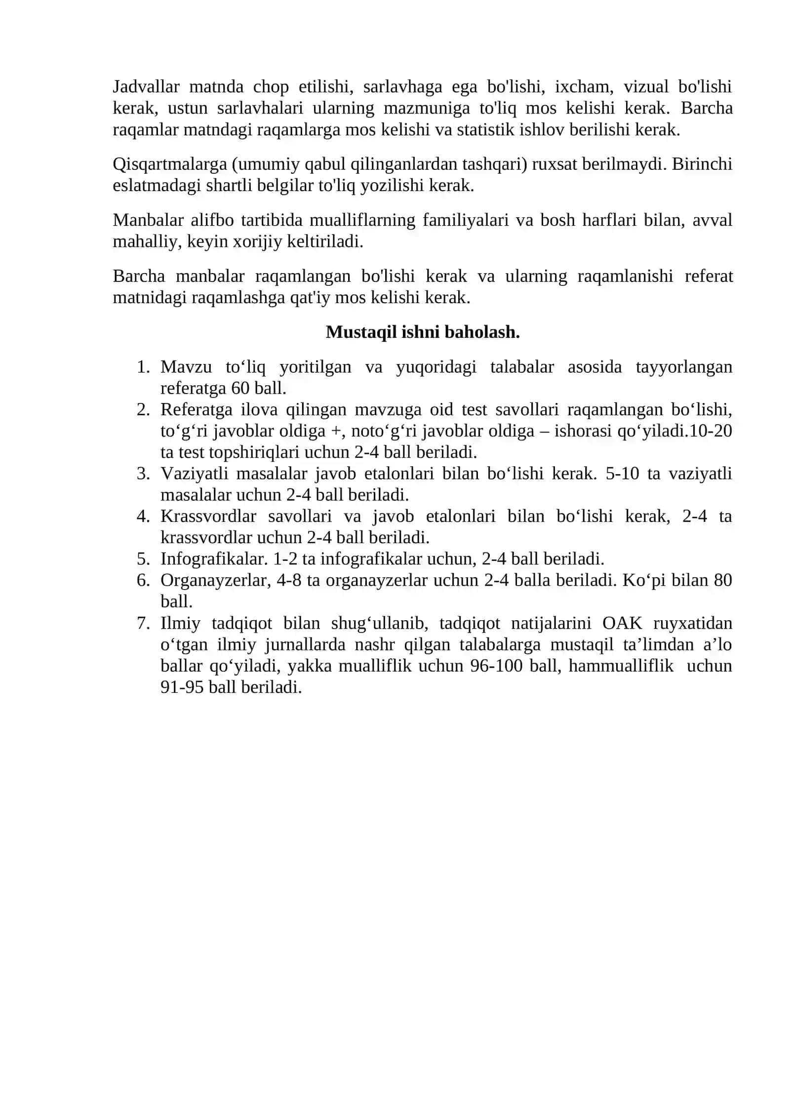 Referatlarni rasmiylashtirish qoidalari 2