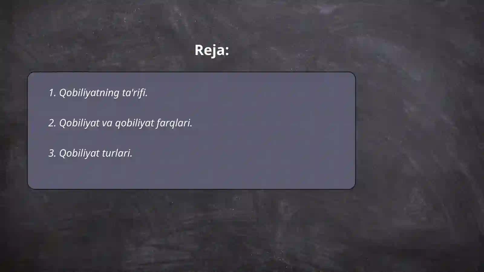 Qobiliyat haqida slayd 2