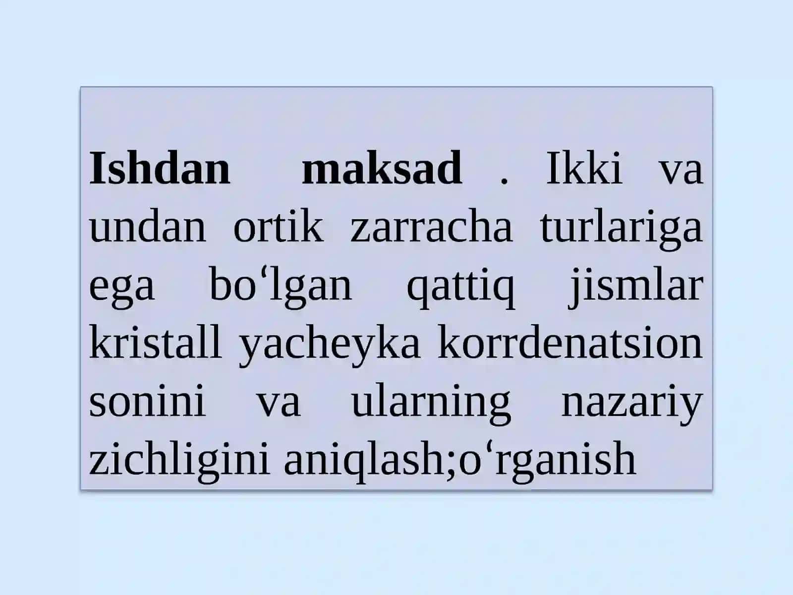 Kristall yacheyka korrdenatsion sonini aniqlash 2